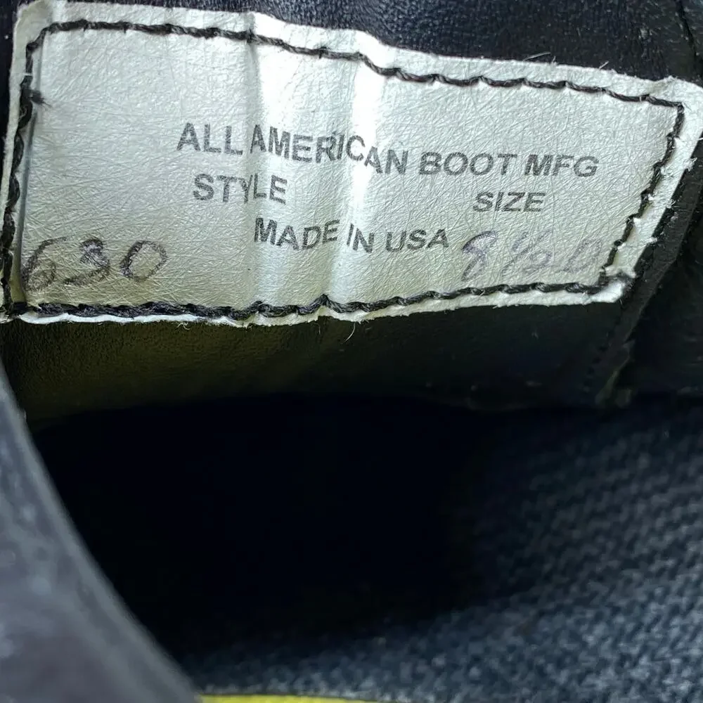All American Boot MFG Black Leather 630 Oxford Shoes Men's Size 8.5 D Vibram